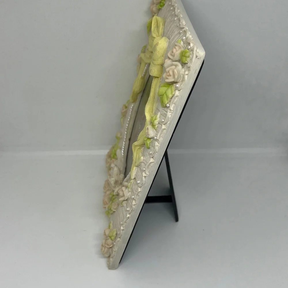 Floral Yellow Bow and Doves Picture Frame